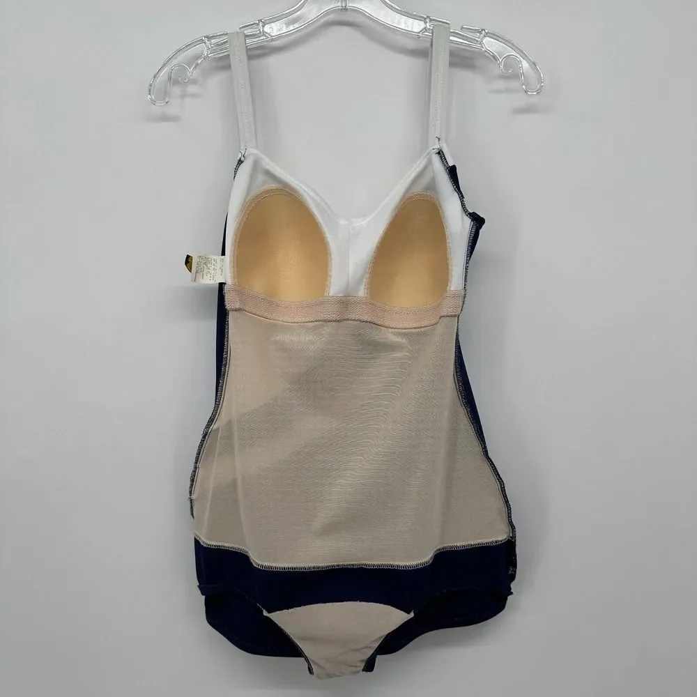 Vintage 70s‎ Swimsuit Size 12 Union Label Front Skirt Nautical Robby Len USA